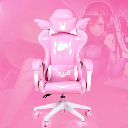 Pink Cartoon Electric Sound Girl Office Chair 360 ° Lift Rotating Home Computer Game Student Learning to Upgrade Latex Cushion