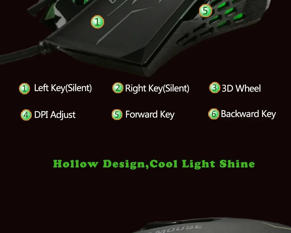 New 2026 Silent Click USB Wired Gaming Mouse 6 Buttons RGB Lighting Mute Optical Computer Mouse Mice for PC Laptop Notebook Game