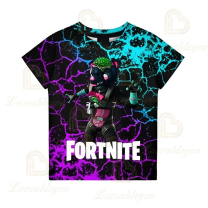 Fortnite T-Shirt für Jungen – Kinderoberteil für den Sommer, Kinderkleidung mit lustiger 3D-Battle-Royale-Game-Grafik, T-Shirt für Kleinkinder und Mädchen