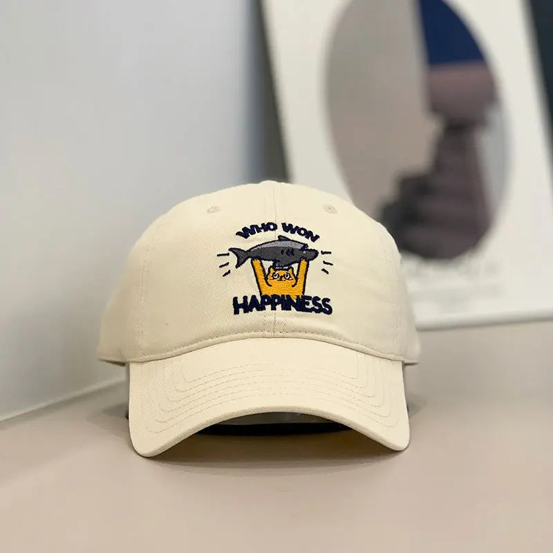 Baseballkappe – Stickerei mit Katzen- und Fischmotiv