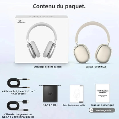 Hybrid Active Noise Cancelling Headphones, Wireless Headphones Bluetooth 6.0 with Transparent Mode, Hi-Res Audio,Deep Bass,Metal