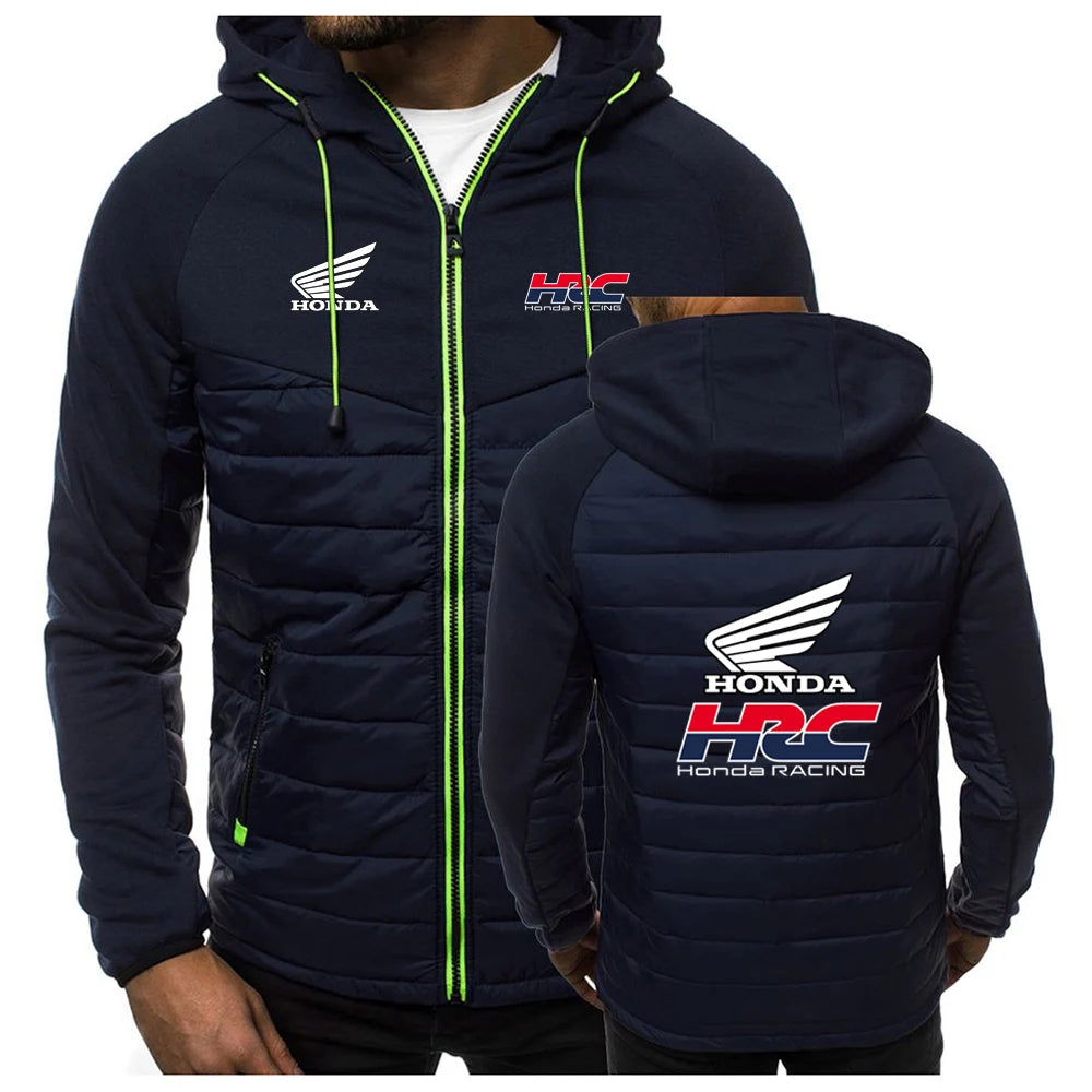 2025 Spring And Autumn Comfortable Jacket Slim Coat Men's New Seven-color Cotton-padded Honda racing Print Patchwork Hoodies