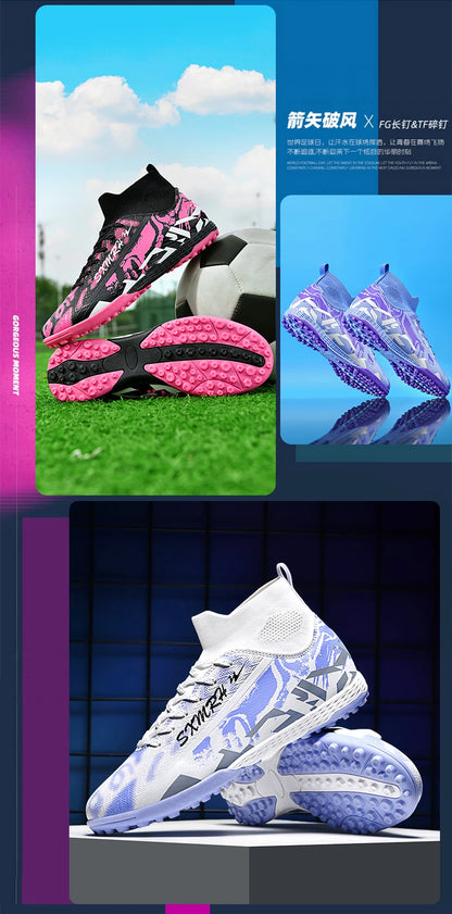 Double Star hoge TF-turfvoetbalschoenen voor heren, jeugd- en studenteditie, volwassenen en kinderen, professionele wedstrijd- en trainingsschoenen voor voetbal S