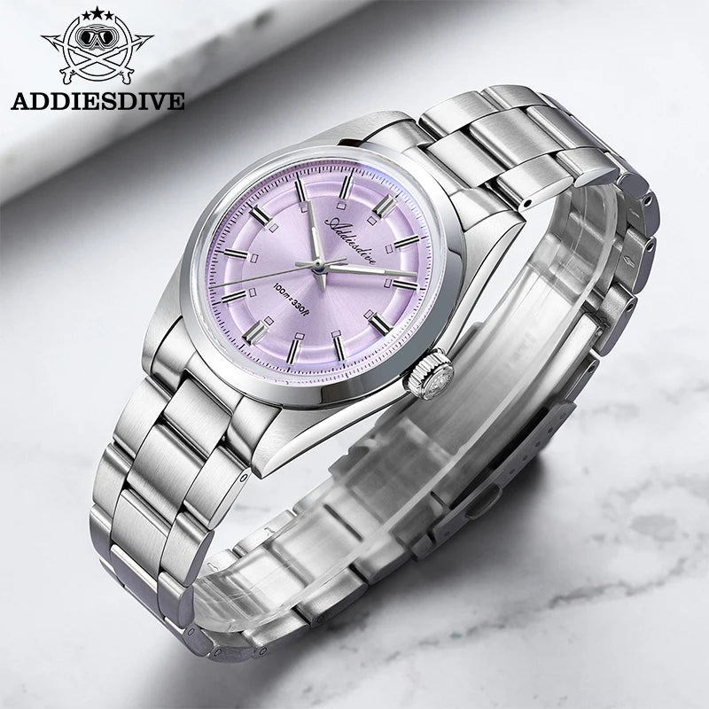 ADDIESDIVE – Reloj analógico de lujo para hombre, movimiento de cuarzo VH31, cristal abombado, resistencia al agua de 10 bares, revestimiento luminiscente BGW9, caja de acero – Modelo personalizable AD2515
