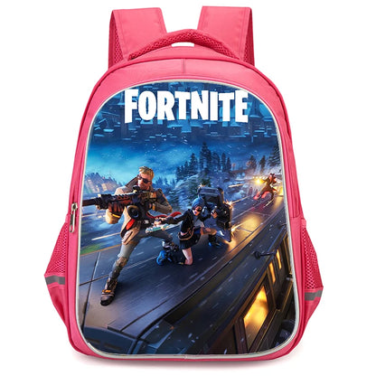 16" Fortnite Cartoon Red Backpack Unisex Dual Zipper Large Capacity School Bag Kids Bookbag Boys Girls Ages 5-8