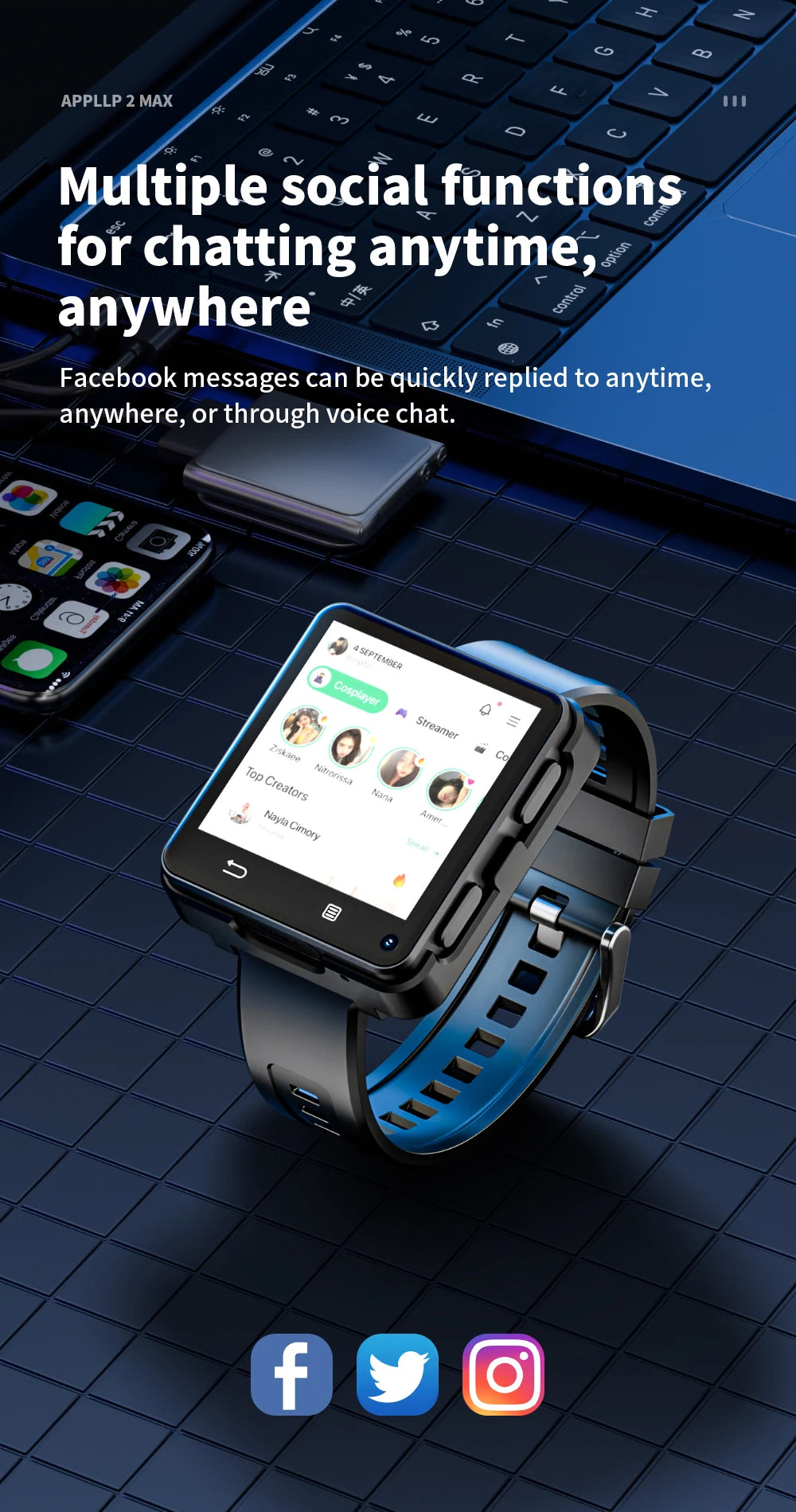 Domars Full Netcom Multi-language Smart Watch 2.64-inch Large Screen 1200mAh Large Battery Video Call APP Downloading