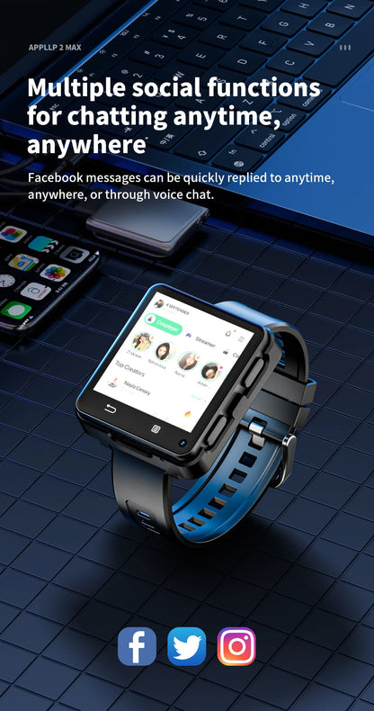 Domars Full Netcom Multi-language Smart Watch 2.64-inch Large Screen 1200mAh Large Battery Video Call APP Downloading
