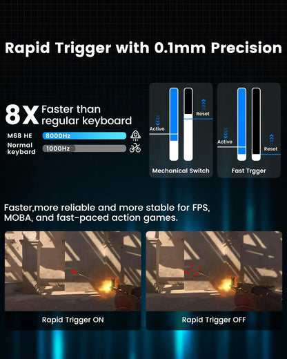 M68HE Pro Hall Effect Mechanical Gaming Keyboard Hot Swap Magnetic Switches Rapid Trigger 8000Hz Polling Rate Keyboard for PC
