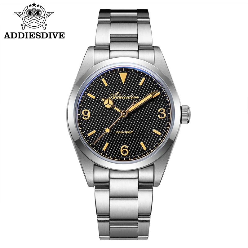 Reloj para hombre ADDIESDIVE – Caja de acero inoxidable 316L, resistencia al agua de 10 bares, esfera luminiscente, modelo AD2096 – Reloj de cuarzo de lujo