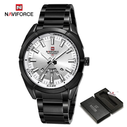 Reloj para hombre NAVIFORCE, totalmente de acero, hermético, estilo informal, movimiento de cuarzo con indicador de fecha – Reloj de pulsera de lujo para hombre, de una marca líder.