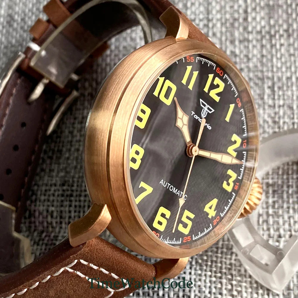 Tandorio 47mm NH35 Diver Men's Automatic Watch CUSN8 Solid Bronze or 316L Steel Case 10ATM Sapphire Crystal Black Dial