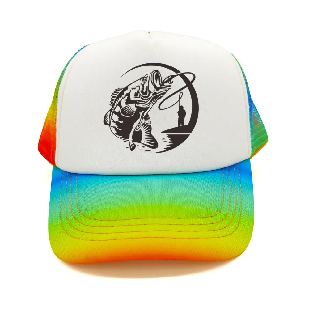 Fishing Skeleton Trucker Cap Summer Men Cool Fisherman Fishing Hat Baseball Cap Unisex Outdoor Mesh Net Caps MZ-238