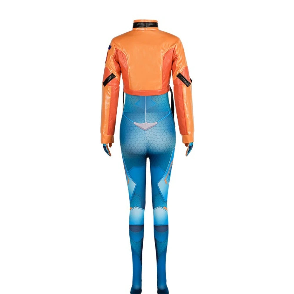Disfraz de cosplay de Juno de Overwatch 2, set completo con peluca y traje, ropa de heroína de apoyo, atuendo de Halloween y carnaval para mujeres y niñas Juno Teo Minh