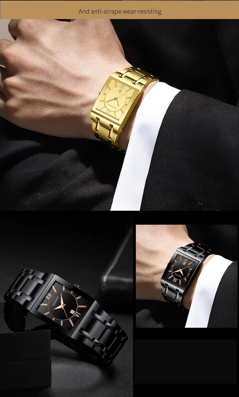 Montre-bracelet de luxe BINBOND à quartz précis pour homme, lumineuse, étanche, date automatique, en acier inoxydable durable, style décontracté.