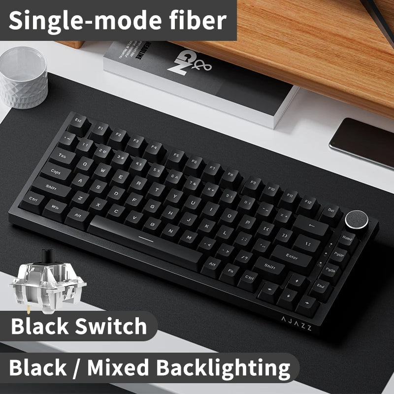 AK820 Wired Full-Key Hot-Swap Keyboard Removable USB Port White/Ice Blue Backlight Premium Sense Colorway