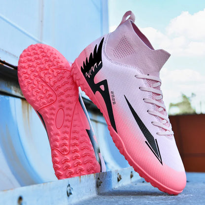 Nouvelles chaussures de football pour hommes, antidérapantes, de haute qualité, ultralégères, pour l'extérieur et l'intérieur, chaussures de sport à haute cheville, futsal antidérapantes