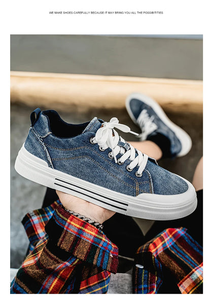 Personalized Spring and Autumn New Men's Shoes, Korean Style Fashionable Large Size Low-Top Casual Shoes, Denim Single Shoes, Versatile Sneakers