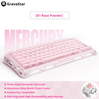 Mercury K1 Grava Star Breaking 75 RGB Mechanical Keyboard Gaming Bluetooth 2.4G Wired RGB Hotswap Gamer Non-contact Keyboard