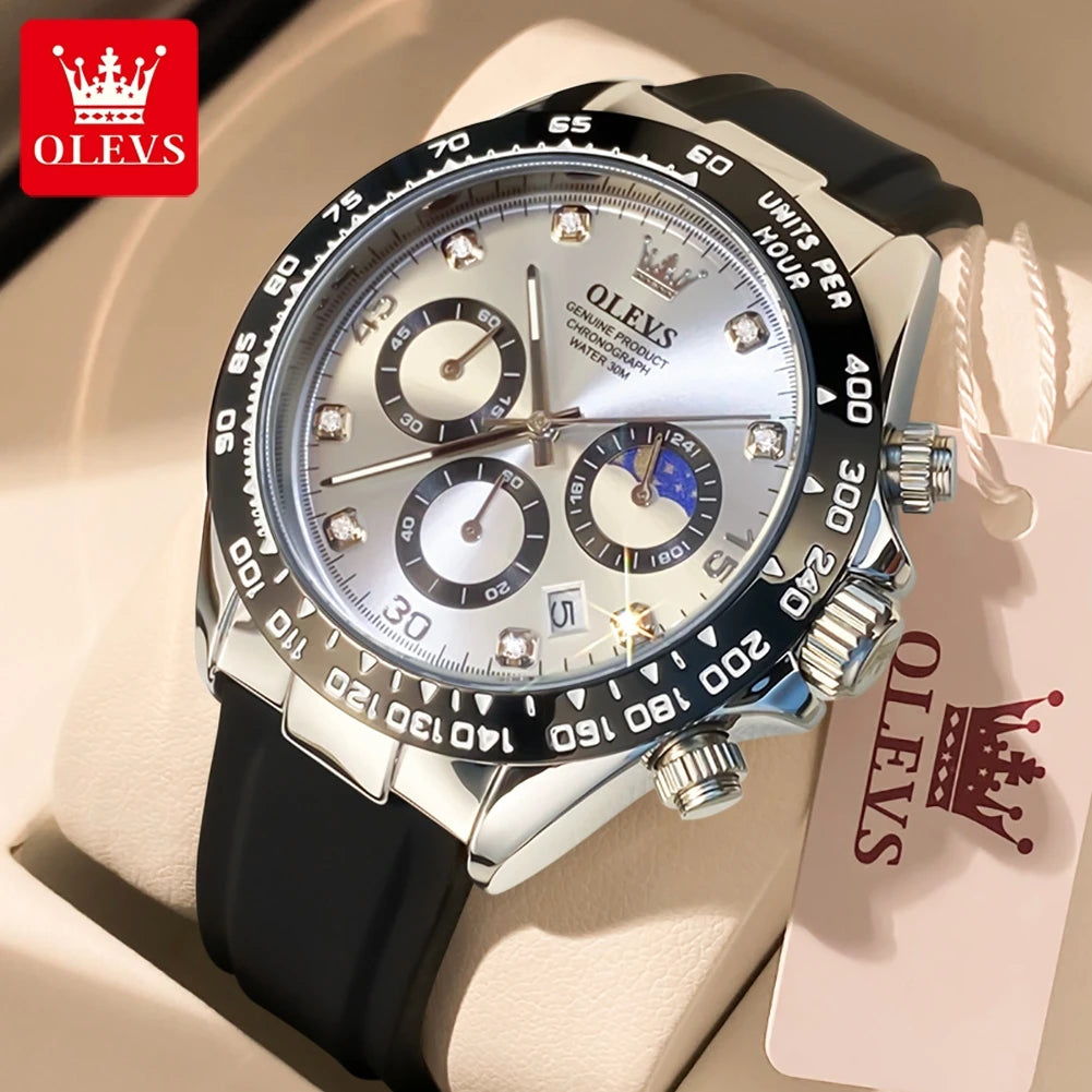 Reloj para hombre OLEVS: reloj de cuarzo de lujo, resistente al agua y luminiscente, con cronógrafo y indicador de fecha. Reloj deportivo para hombre de una gran marca.