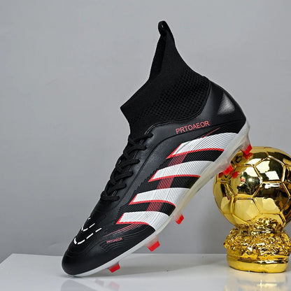 Nouvelles chaussures de football professionnelles pour hommes, crampons de football antidérapants TF/FG, baskets pour garçons, chaussures de sport confortables à la cheville, unisexes