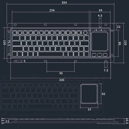 1pc Industrial USB Touch Board Keyboards with Touchpads and High Durability for Medical and Security Systems