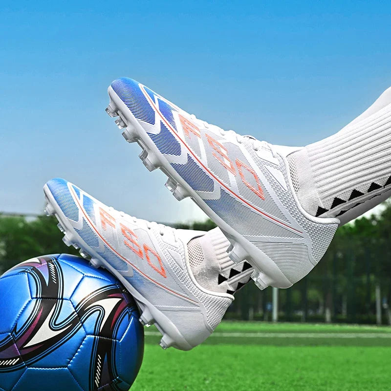 Chaussures de football FG/TF populaires, crampons de football unisexes à tige basse, baskets de football pour terrain, crampons d'entraînement rapides, crampons antidérapants à pointes longues