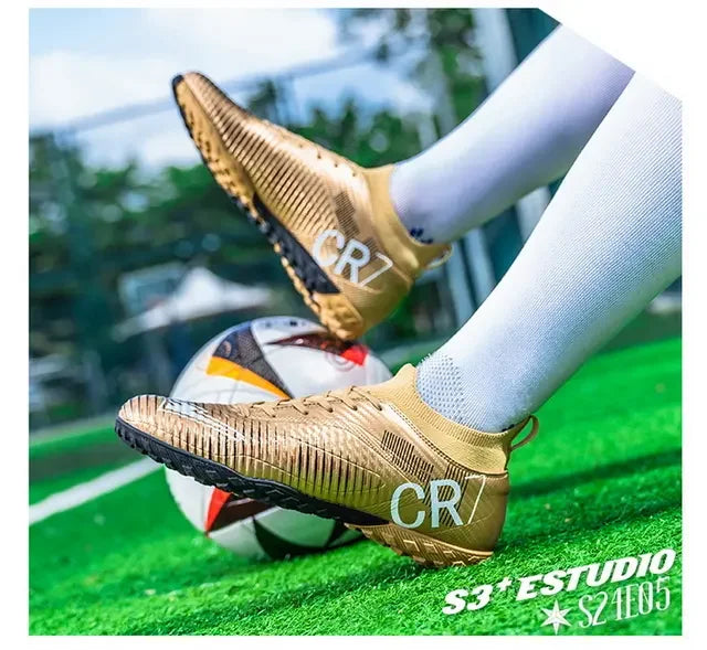 Kids Anti Collision Toe Football Boots Lace Up Closure Short Non Slip Studs Wearproof Breathable Outdoor Grass Game Shoes