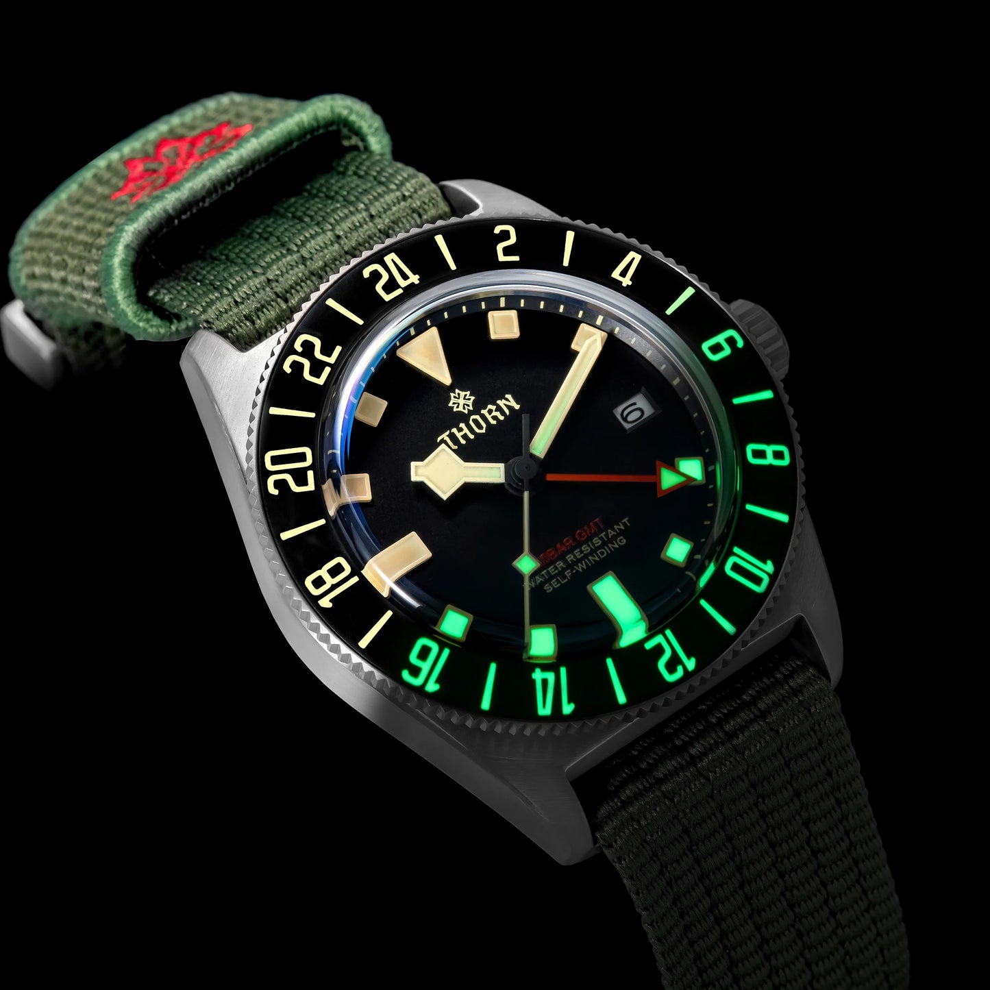 THORN T020 GMT Automatic Watch NH34 Movement Titanium Case Sapphire Crystal 200M Water Resistant Dual Time Zone Luminous Bezel