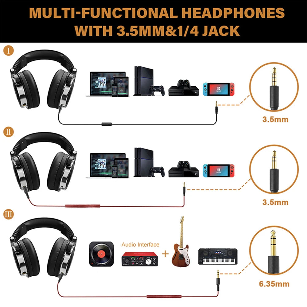 Oneodio Wired Headphones Professional Studio Pro 10/30/50 DJ Headphones With Microphone Over Ear HiFi Hi-Res Monitor Headset