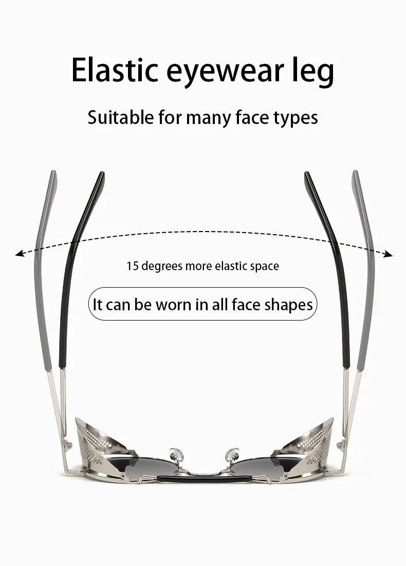 2023 Steampunk Side Wind Proof Mesh Flip Round Metal Sunglasses
