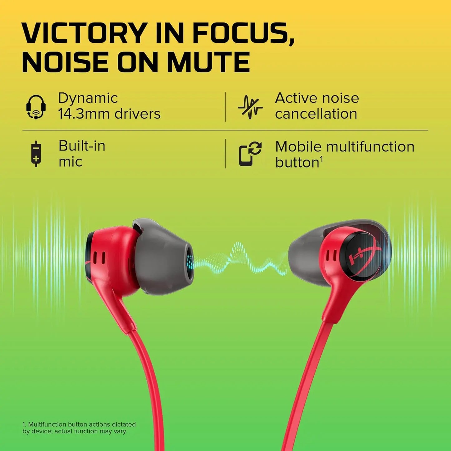 Original HyperX Cloud Earbuds II Wired Gaming Earphone 3.5mm Microphone Multi-Function Button FOR PC Mobile Nintendo Switch