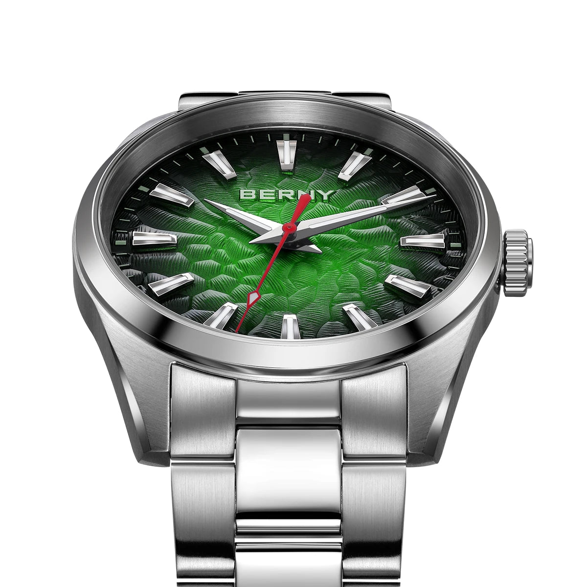 Reloj para hombre BERNY – Reloj de cuarzo, cristal de zafiro, agujas luminiscentes, resistente al agua hasta 10 ATM, fabricado íntegramente en acero inoxidable – Estilo elegante y desenfadado, ideal para el día a día o para ocasiones profesionales