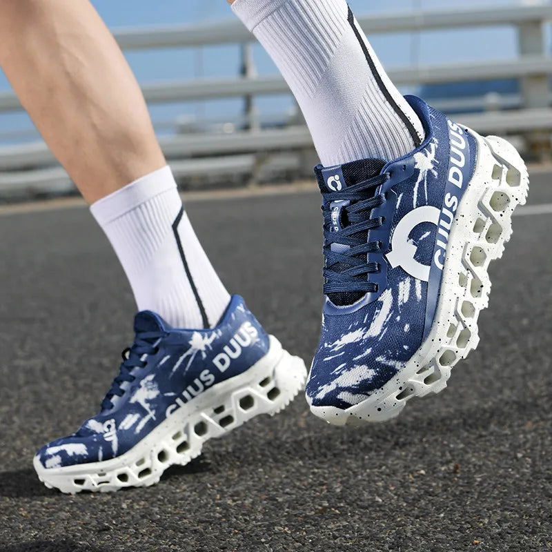 Men Sports Shoes Shock-absorbing Jogging Anti Slip Breathable Mesh Soft Soled Running Shoes Outdoor Fitness Lace Up Sports Shoes
