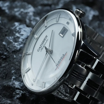 CADISEN Automatic Mechanical Ultra-thin Wristwatch MIYOTA 9015 Top Brand Luxury Curved Single-dome Sapphire Crystal Watch Man