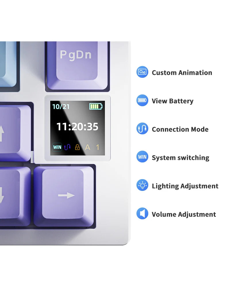AJAZZ AK820  Mechanical Keyboard 70% Compact Layout/RGB Lighting/Hot-swappable Switches,with Wired,Wireless,and Bluetooth