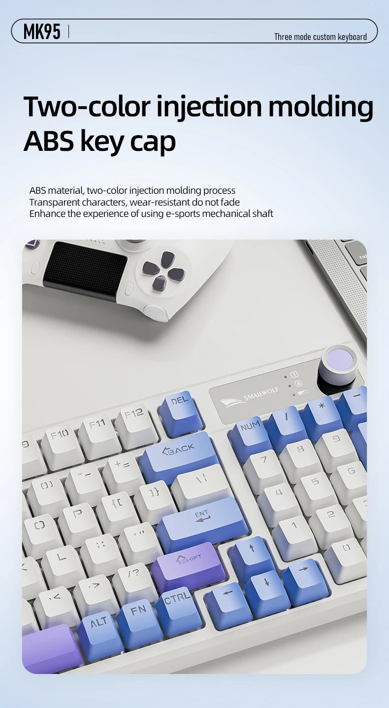 SMAILWOLF MK95 Bluetooth Wireless Three-Mode Mechanical Keyboard Korean Customized Office Gaming Laptop with RGB Lighting Effect