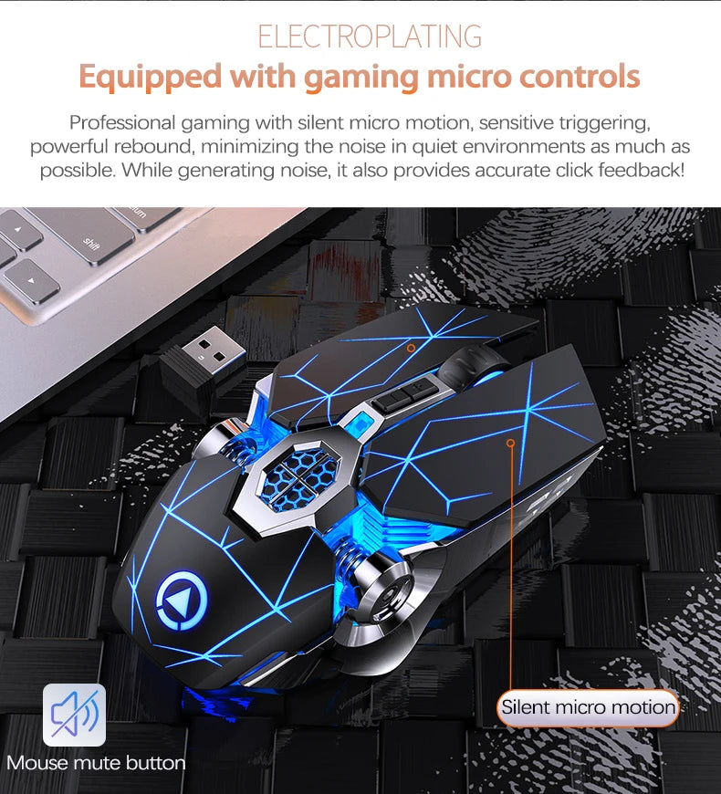 UTHAI A7 Laptop Accessories Rechargeable Wireless Mouse Mute Office Game Water Cooled Light Effect Bluetooth Mouse