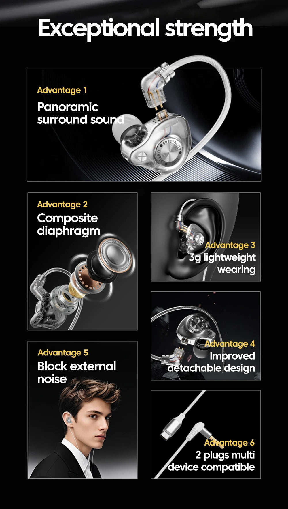 Original 15D Super Bass In Ear Headphone With Mic 3.5mm AUX/Type-C Digital Chip Headset For iPhone 17 Huawei Xiaomi Android