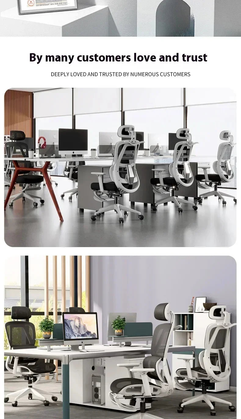 Office Chair Gaming Desk Ergonomic Computer Adjustable Armrests 3D Headrest Chair Lift Chair Back Can Tilt Back with Foo Pedals
