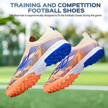 Professional Training TF Soccer Shoes for Men Women Kids PU+Fabric Breathable Wear-Resistant Rubber Sole