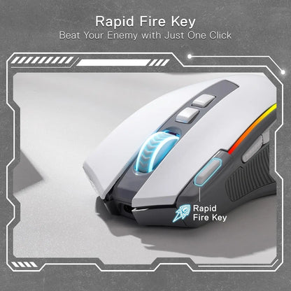 Redragon M612 PRO RGB BT 2.4G Gaming Gamer Mouse, 8000 DPI Wireless Optical 9 Programmable Buttons 7 Backlit Modes, B