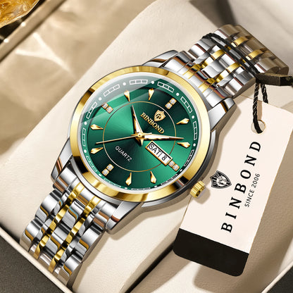 Relojes de cuarzo de lujo originales BINBOND para mujer – Modelo resistente al agua y luminiscente – Idea de regalo (estuche incluido)