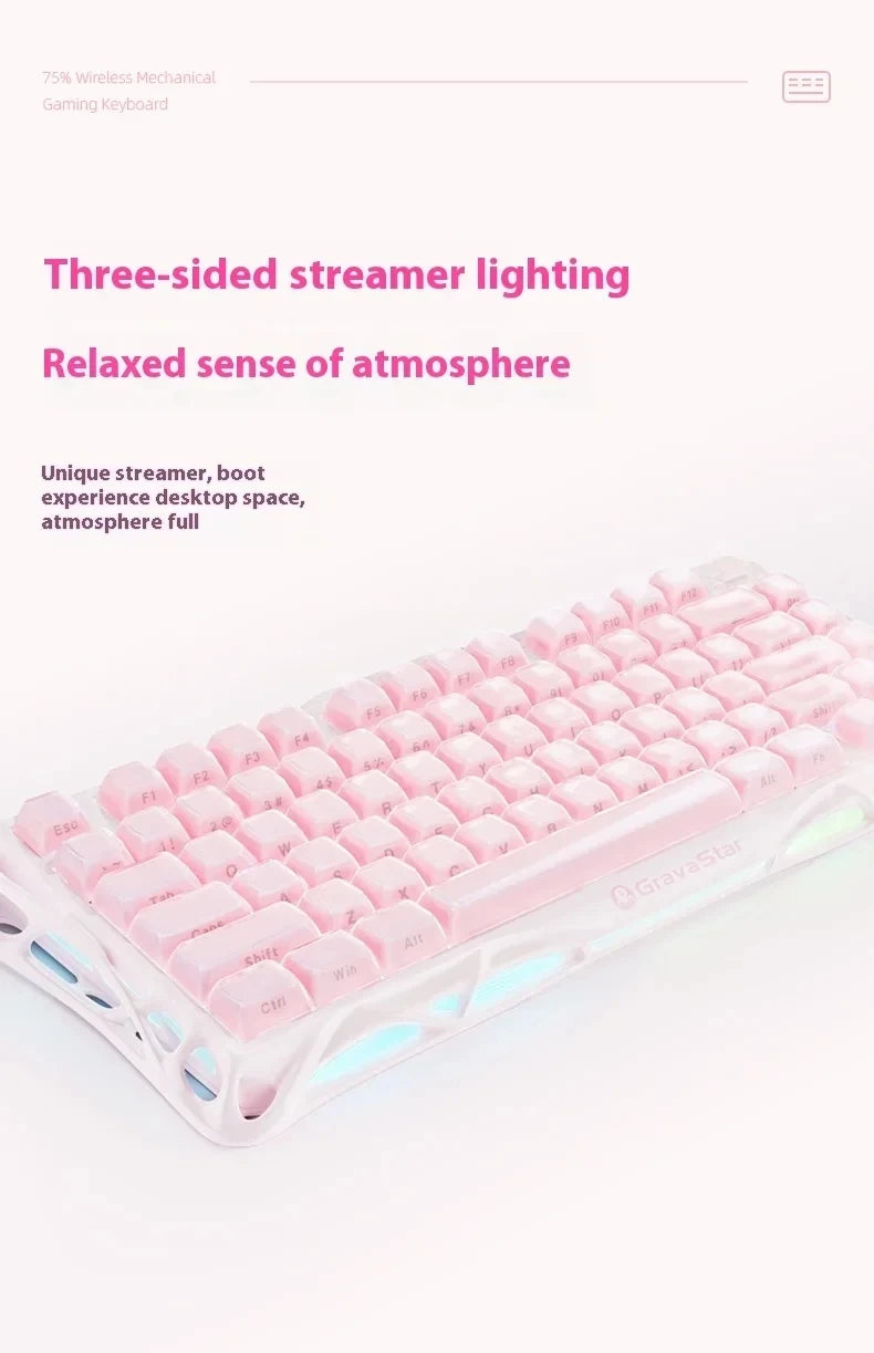 GravaStar Mercury K1 RGB Mechanical Keyboard Hot Swappable Gaming Keyboard Linear Switches RGB Wireless Gaming Keyboard