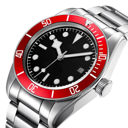 41MM Custom Name NH35A / Miyota 8215 Personalized Men's Automatic Watch Black Dial · Sapphire Crystal · 20ATM · Name & Logo E