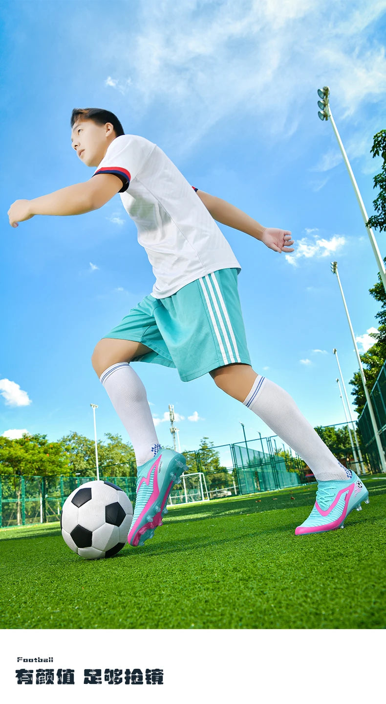 New Men Soccer Shoes Outdoor Sport Boys Football Boots Breathable Match Comfortable Long Spikes Training Cleats Adult Non Slip
