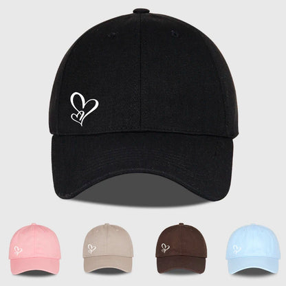 Minimalistická bejzbalová čiapka s potlačou dvoch sŕdc pre ženy a mužov, mäkká, nastaviteľná, v štýle „dad hat“, voľnočasová, s motívom lásky, slnečná čiapka