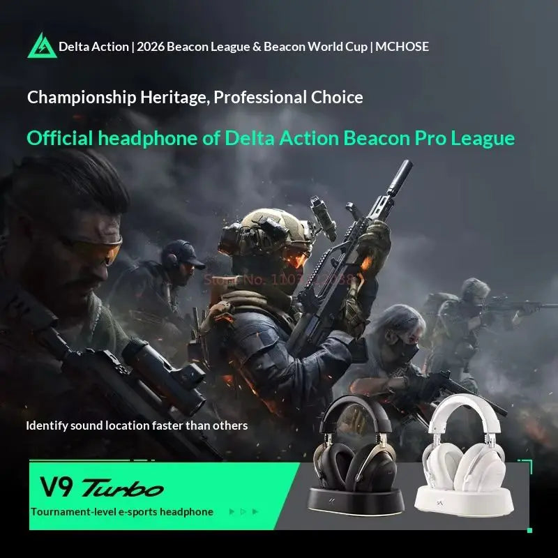 MCHOSE V9 Turbo Gaming Headset BT 2.4G Low Latency Wireless Esport With 60mm Dynamic Driver 2000mAh Magnetic Charging For Gamers