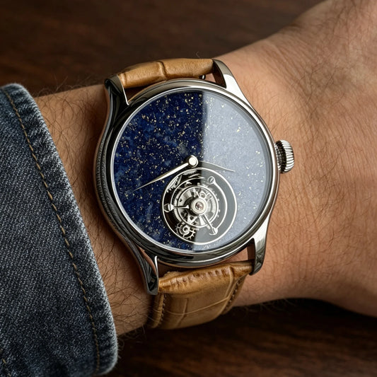 Merkur 100% Tourbillon Watch Men's Natural Stone Dial Sapphire Watch For Men Mechanical Wristwatches Relogio Masculino