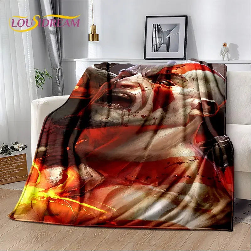 God of War Game Gamers Kratos Soft Plush Blanket,Flannel Blanket Throw Blanket for Living Room Bedroom Bed Sofa Picnic Cover Kid