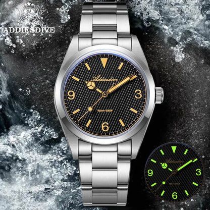 Reloj para hombre ADDIESDIVE – Caja de acero inoxidable 316L, resistencia al agua de 10 bares, esfera luminiscente, modelo AD2096 – Reloj de cuarzo de lujo